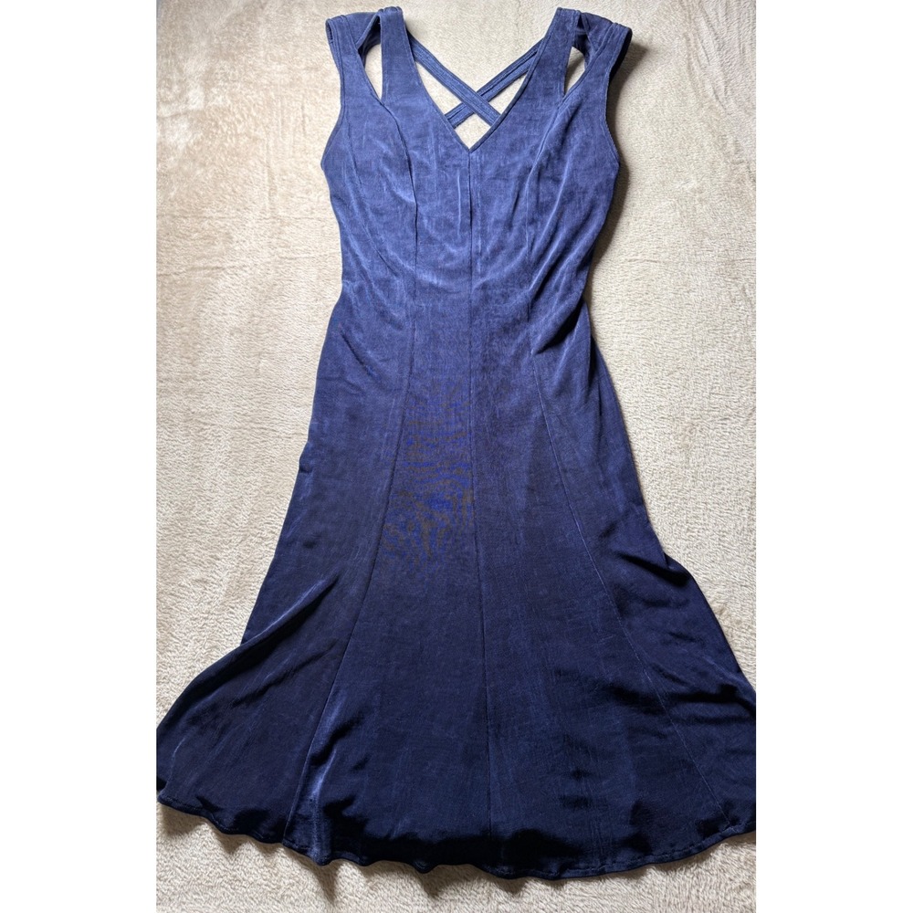Joseph Ribkoff Navy Blue‎ Strappy Dress Size 8 Wedding Guest Garden Party 90s